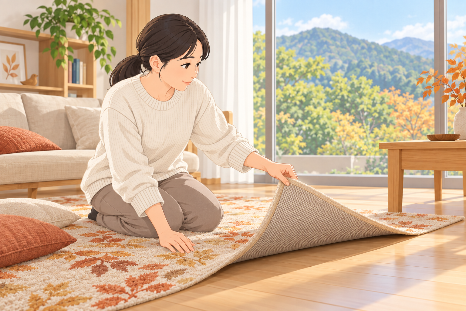 佐那河内村の秋のカビ対策｜ラグの裏と床の点検